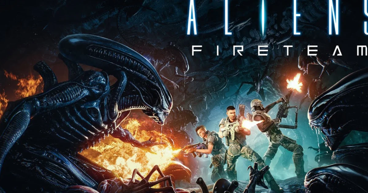 Aliens: Fireteam Elite avec des soldats affrontant des xénomorphes dans les flammes