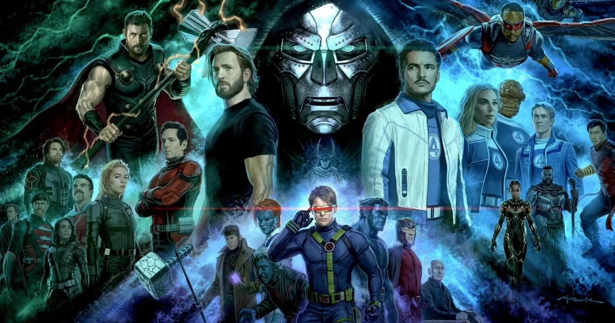 Illustration des héros Marvel réunis avant Avengers Doomsday, incluant les Quatre Fantastiques et Doctor Doom